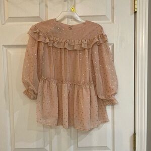 Mayoral Peach Blouse with Gold Dots